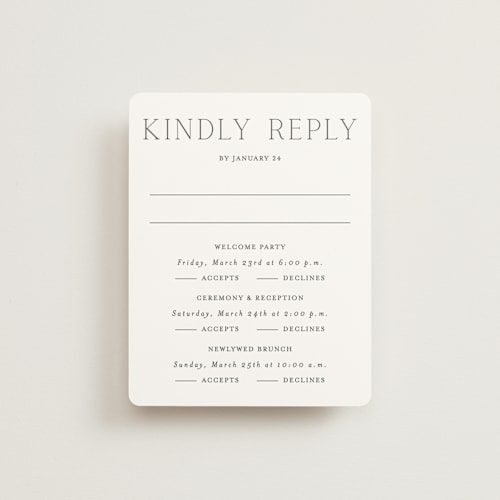 This is a cotton rsvp cards with standard by Vanessa Doyle called in love printing on signature in standard