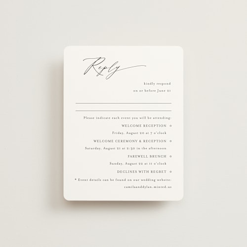 This is a onyx rsvp cards with standard by Jennifer Postorino called graceful printing on signature in standard