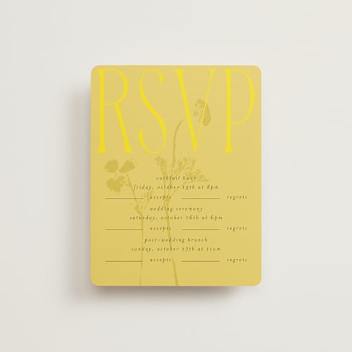 This is a island citrus rsvp cards with standard by Morgan Kendall called bloom printing on signature in standard