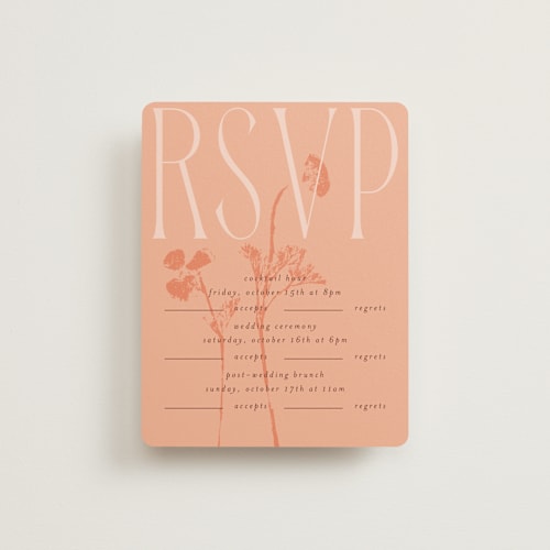This is a poppy rsvp cards with standard by Morgan Kendall called bloom printing on signature in standard