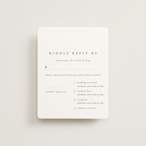 This is a classic white rsvp cards with standard by Design Lotus called a thousand years printing on signature in standard