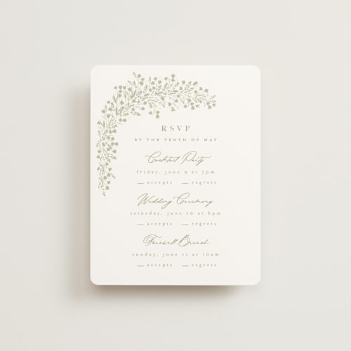 This is a leaf rsvp cards with standard by Kristie Kern called villa printing on signature in standard