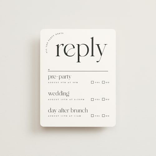 This is a noir rsvp cards with standard by Christie Garcia called photographie printing on signature in standard