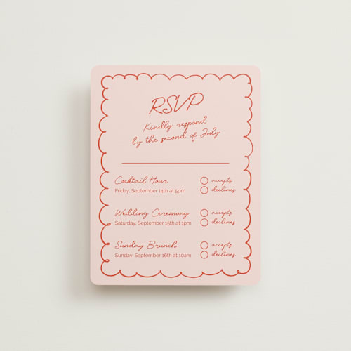 This is a sangria spark rsvp cards with standard by Zove Ahhh called party on! printing on signature in standard