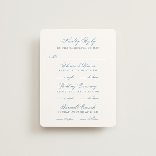 This is a capri rsvp cards with standard by Creo Study called royalty printing on signature in standard