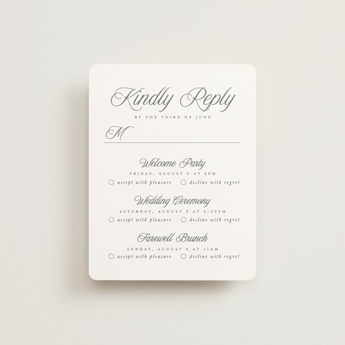 This is a graphite rsvp cards with standard by Leah Bisch called beautiful day printing on signature in standard