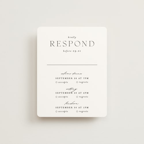 This is a snow rsvp cards with standard by Erin L. Wilson called getaway printing on signature in standard