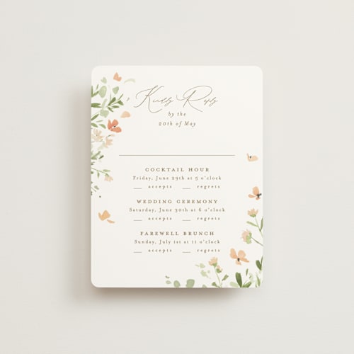 This is a toffee rsvp cards with standard by Everett Paper Goods called brynn printing on signature in standard