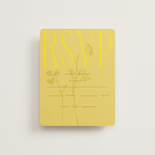 This is a island citrus rsvp cards with standard by Morgan Kendall called bloom printing on signature in standard