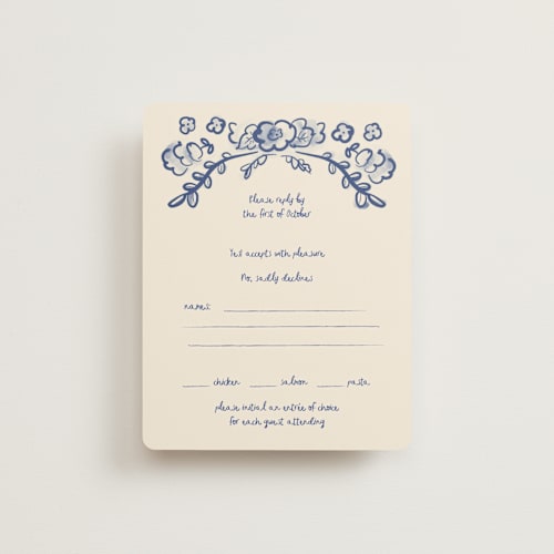 This is a marseille bleu rsvp cards with standard by Ani Somi called santa catalina printing on signature in standard