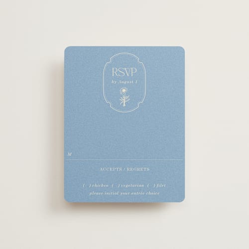 This is a cerulean rsvp cards with standard by Baumbirdy called flora arch printing on signature in standard
