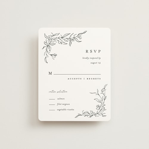 This is a alpine rsvp cards with standard by Pixel and Hank called floral cascade printing on signature in standard