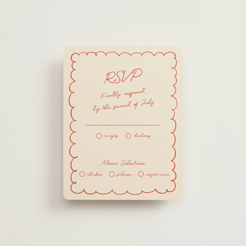 This is a sangria spark rsvp cards with standard by Zove Ahhh called party on! printing on signature in standard