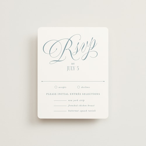 This is a sky rsvp cards with standard by Kate Ahn called mirin printing on signature in standard