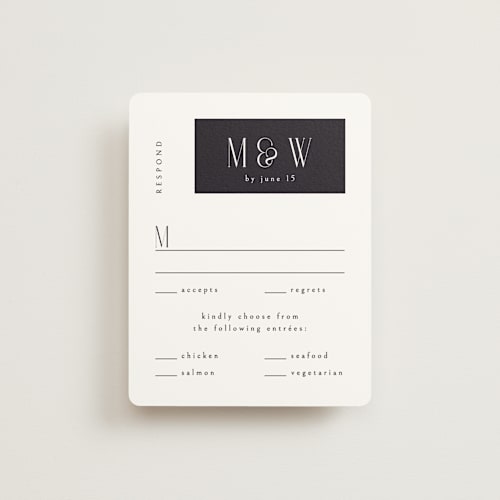 This is a tuxedo rsvp cards with standard by Ana de Sousa called wedding editorial printing on signature in standard