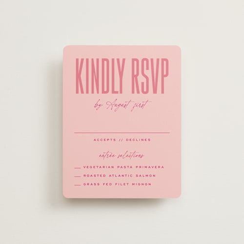 This is a fruit punch rsvp cards with standard by Ashley DeMeyere called pop romance printing on signature in standard