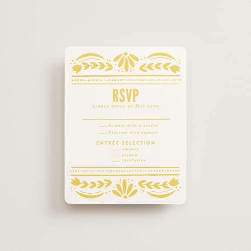 This is a sunshine rsvp cards with standard by Jessie Steury called pretty picado printing on signature in standard