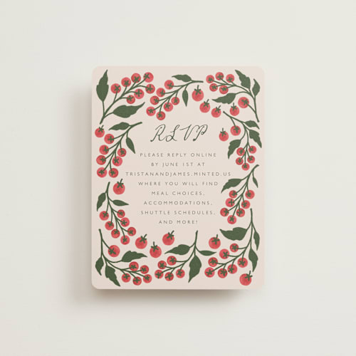This is a tomato rsvp cards with standard by Katharine Watson called cherry tomatoes printing on signature in standard