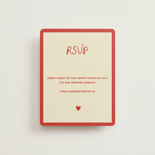 This is a cherry rsvp cards with standard by Ani Somi called big heart wedding printing on signature in standard
