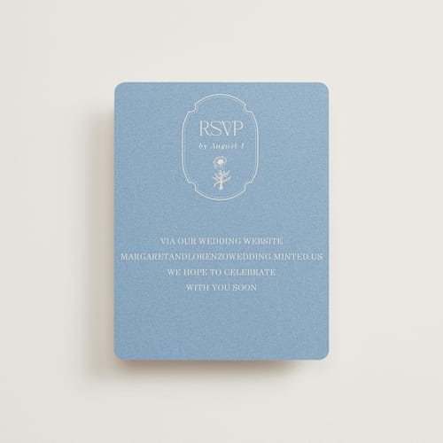 This is a cerulean rsvp cards with standard by Baumbirdy called flora arch printing on signature in standard
