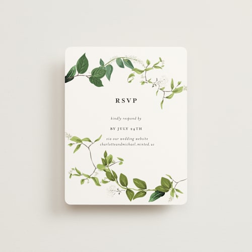 This is a fern rsvp cards with standard by Susan Moyal called greenery printing on signature in standard