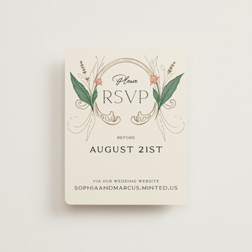 This is a almond rsvp cards with standard by GeekInk Design called charming printing on signature in standard