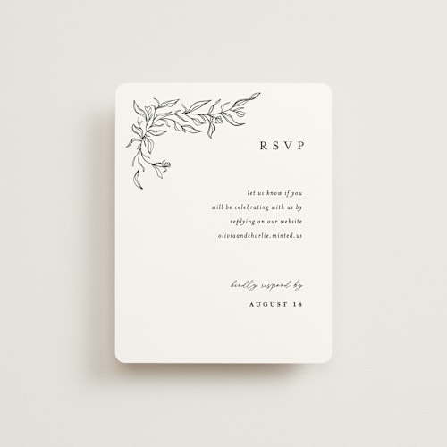 This is a alpine rsvp cards with standard by Pixel and Hank called floral cascade printing on signature in standard