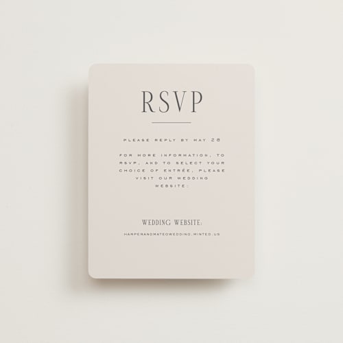 This is a sandstone rsvp cards with standard by Nicole Walsh called close-up printing on signature in standard