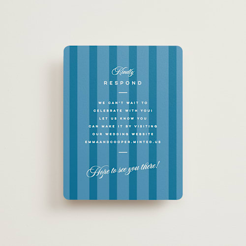This is a cerulean rsvp cards with standard by Kristie Kern called the emma printing on signature in standard