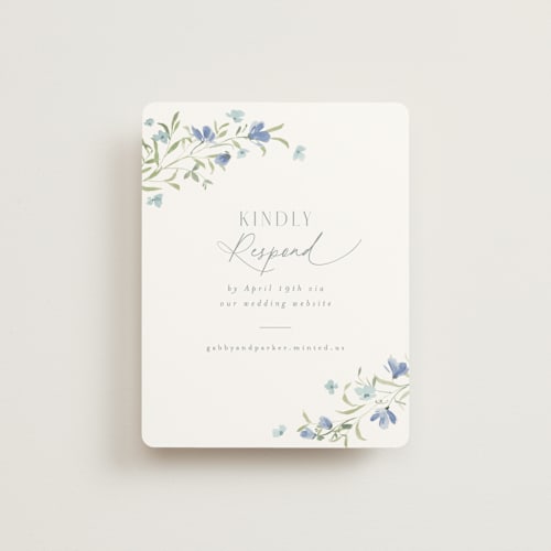 This is a aquamarine rsvp cards with standard by Everett Paper Goods called sweeping meadow printing on signature in standard