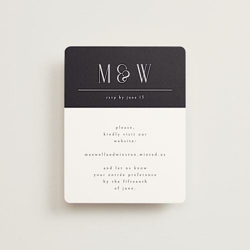 This is a tuxedo rsvp cards with standard by Ana de Sousa called wedding editorial printing on signature in standard