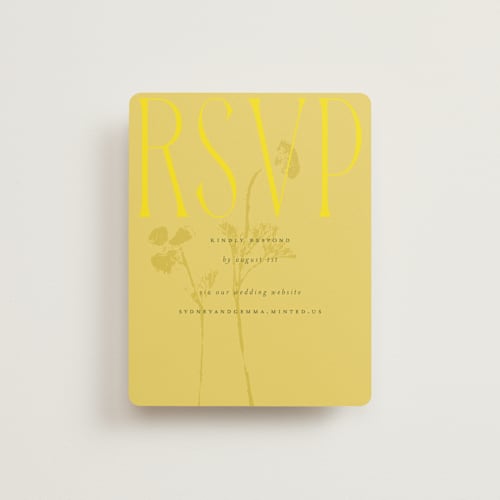 This is a island citrus rsvp cards with standard by Morgan Kendall called bloom printing on signature in standard