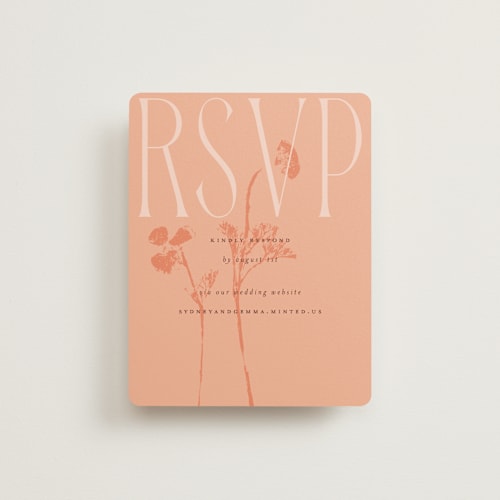 This is a poppy rsvp cards with standard by Morgan Kendall called bloom printing on signature in standard