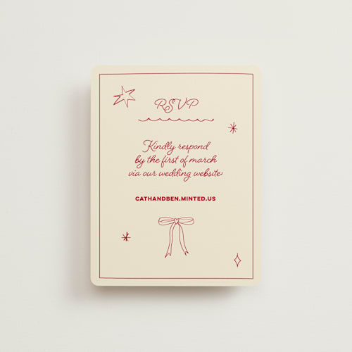 This is a strawberry rsvp cards with standard by Helena Vitto called crazy little thing called love printing on signature in standard