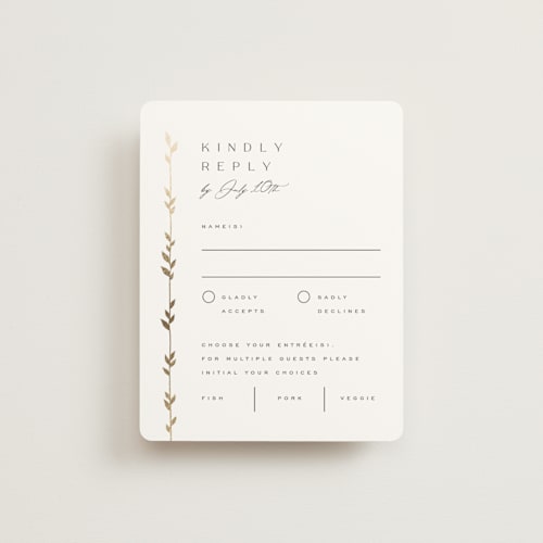 This is a lily rsvp cards with foil pressed by Owl and Toad called courtyard printing on signature in standard