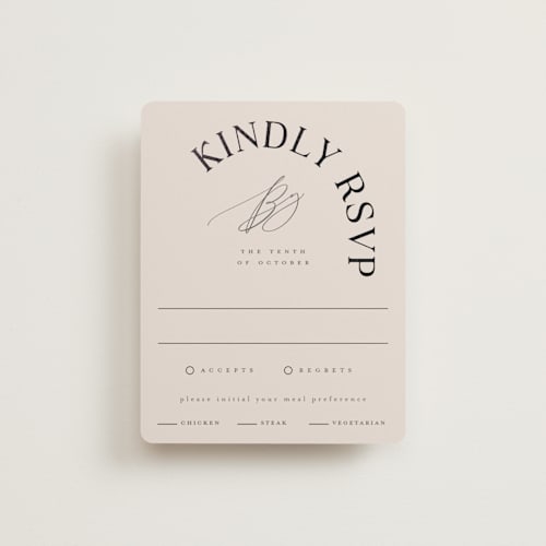 This is a truffle rsvp cards with foil pressed by Vera Lim called the arc printing on signature in standard