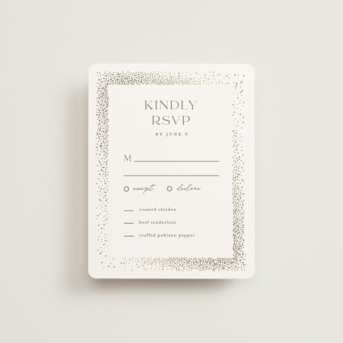 This is a sparkle rsvp cards with foil pressed by Pixel and Hank called flicker printing on signature in standard