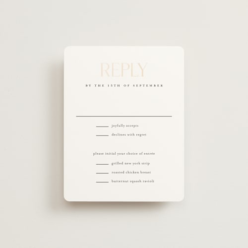 This is a sugar rsvp cards with foil pressed by Jessica Williams called idyllic printing on signature in standard