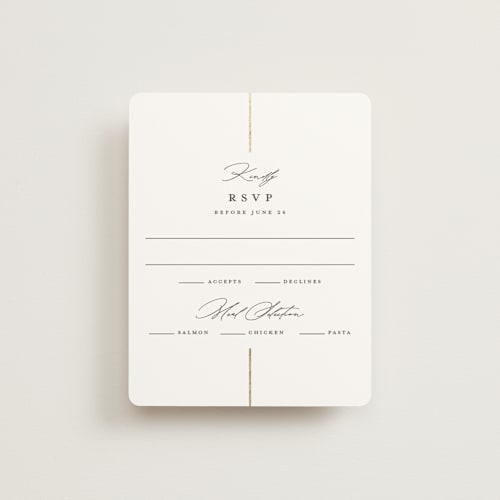 This is a iron rsvp cards with foil pressed by Erica Krystek called formal lines printing on signature in standard