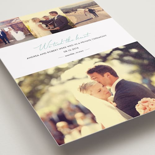This is a aqua wedding announcements with standard by kelli hall called chic printing on recycled smooth signature in standard