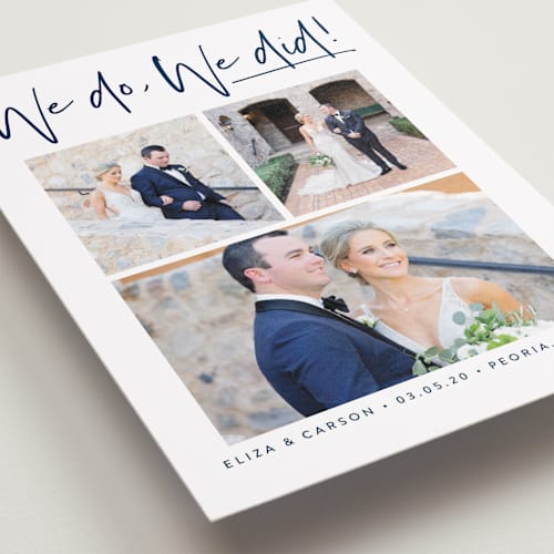 This is a navy wedding announcements with standard by Susan Asbill called our gallery printing on recycled smooth signature in standard