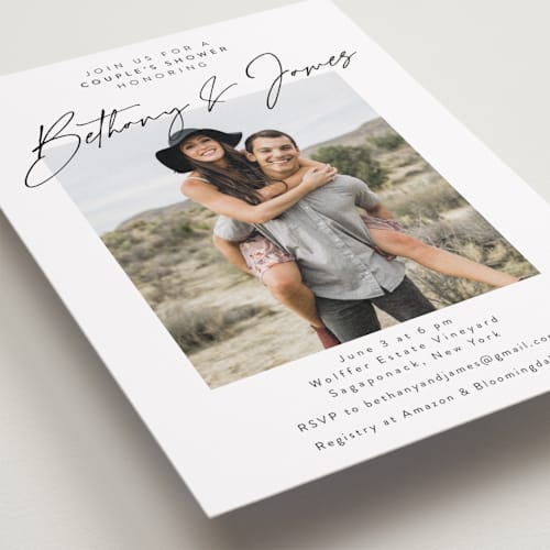 This is a snow bridal shower invitations with standard by Nicoletta Savod called signed printing on recycled smooth signature in standard