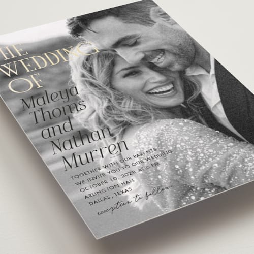 This is a obsidian foil stamped wedding invitations with foil pressed by Kaydi Bishop called magazine printing on recycled smooth signature in standard