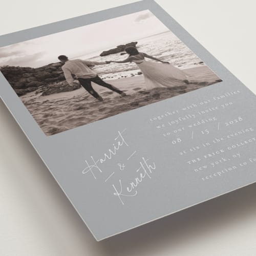 This is a bells wedding invitations with standard by Ana de Sousa called scripted elegance printing on recycled smooth signature in standard
