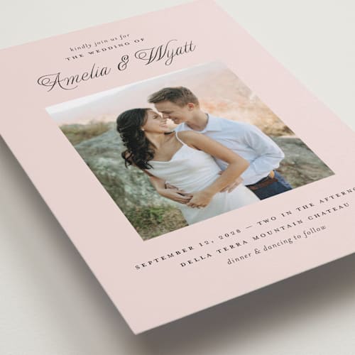 This is a shell wedding invitations with standard by Pixel and Hank called terra printing on recycled smooth signature in standard