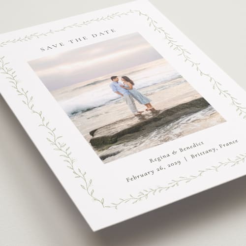 This is a ivy save the date with standard by chocomocacino called cramique printing on recycled smooth signature in standard