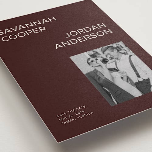 This is a brick save the date with standard by seulghi called you & i printing on recycled smooth signature in standard