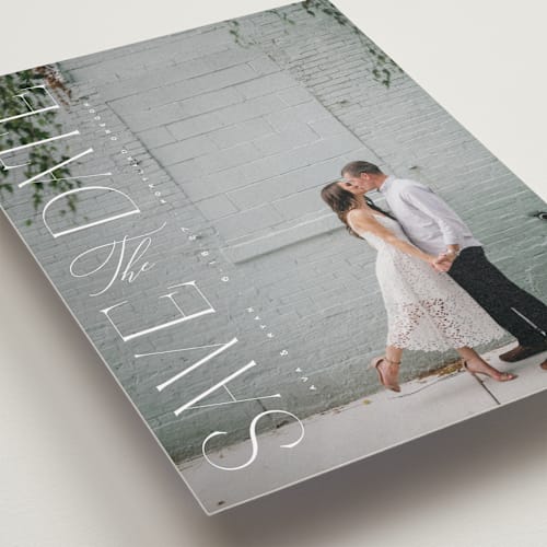 This is a quartz save the date with standard by Kristie Kern called aside printing on recycled smooth signature in standard