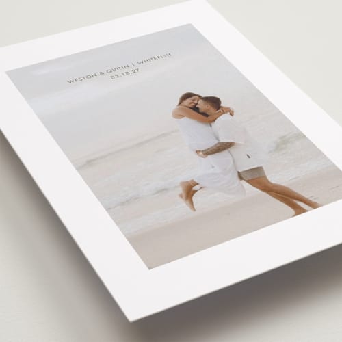 This is a ice save the date with standard by chocomocacino called ritornelli printing on recycled smooth signature in standard