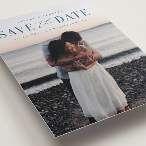 This is a ocean save the date with standard by Zani van Zyl called danielle printing on recycled smooth signature in standard